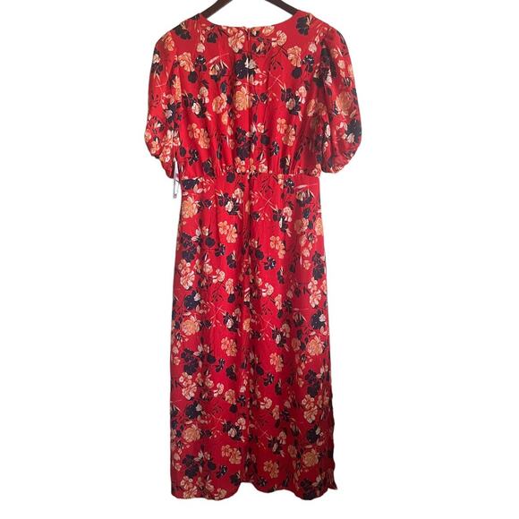 Collective Concepts Women Maxi Dress M Red Floral High‎ Waist Cottagecore Boho - Picture 3 of 13